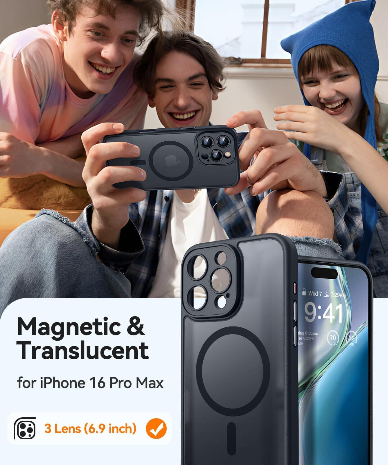Case for Iphone 16 Pro Max 16 Pro 16 plus Shockproof Magnetic Magsafe Back Cover